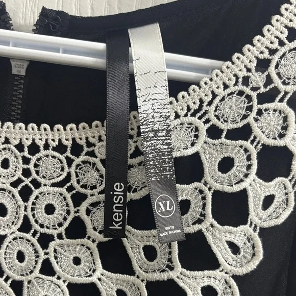 Kensie Black Dress with White Lace Detail - Picture 2 of 9